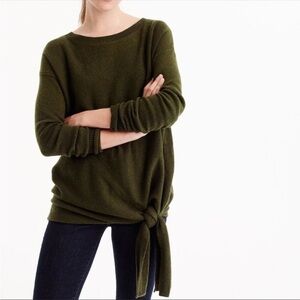 J. Crew Wool Blend Tie Waist Forest Green Sweater